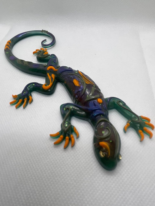 Lézard Solaire : Création Plate en Résine Époxy